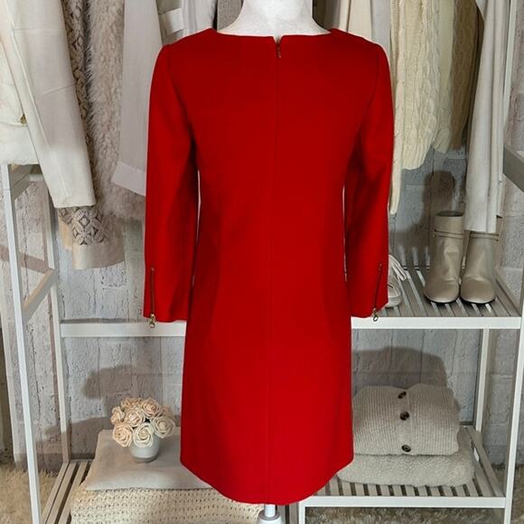 J Crew Women's Sz 00 Red Orange Lined Zipper Accent Shift Dress #0263 - Picture 3 of 13